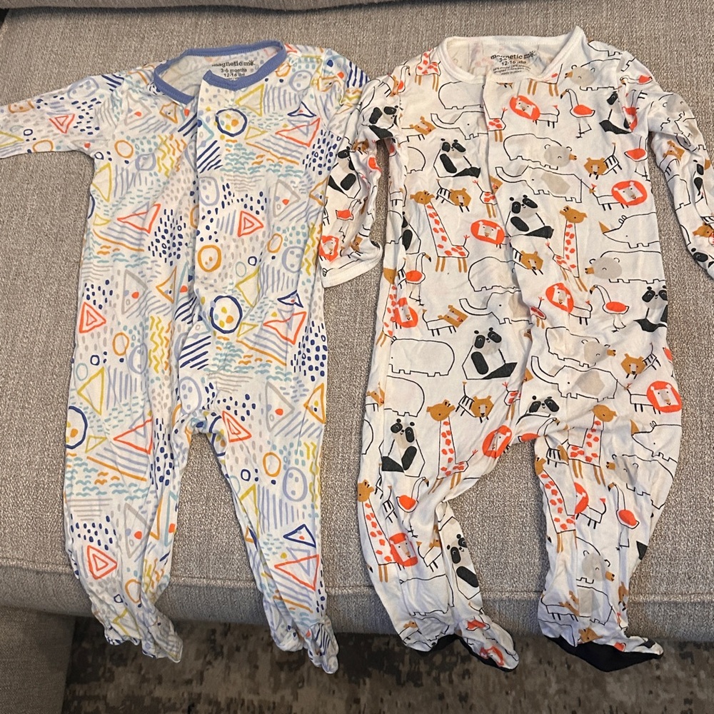 Magnetic Me Blue and Orange Patterned Kids Footies